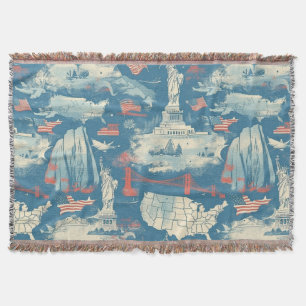 Cobertor Vintage American Landmark Pattern (3)
