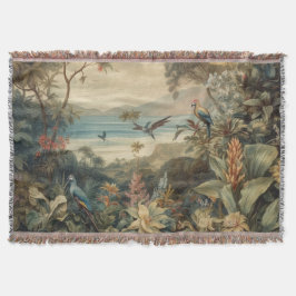 Cobertor Vintage botânica bird flores no paraíso