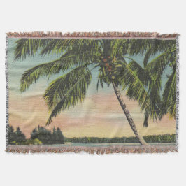 Cobertor Vintage Coconut Palms Tropical Breeze Sunset