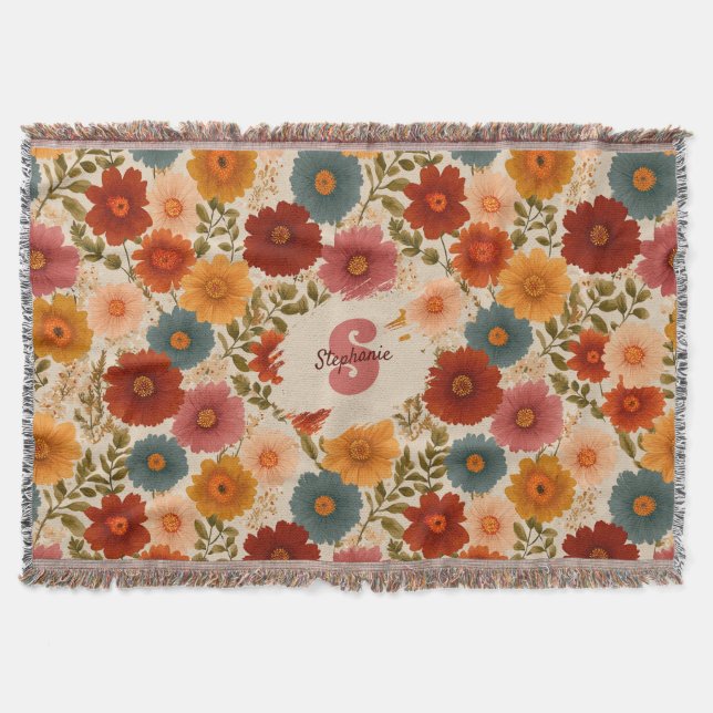 Cobertor Vintage Daisy Floral Patterno (Frente)
