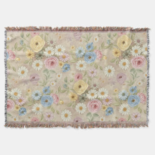 Cobertor Vintage Floral Aconchegante Suave Rosa Margarida
