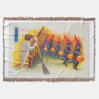 Cobertor Vintage Halloween Black Cats