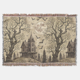Cobertor Vintage Haunted House & Full Moon
