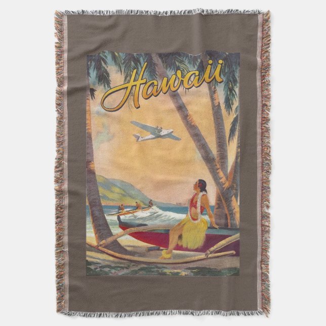 Cobertor Vintage Hawaii Viagem (Frente Vertical)