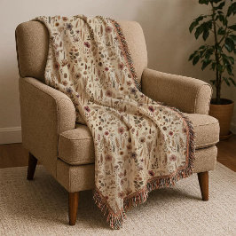 Cobertor Vintage Herbarium Pressed Flower Throw Blanket