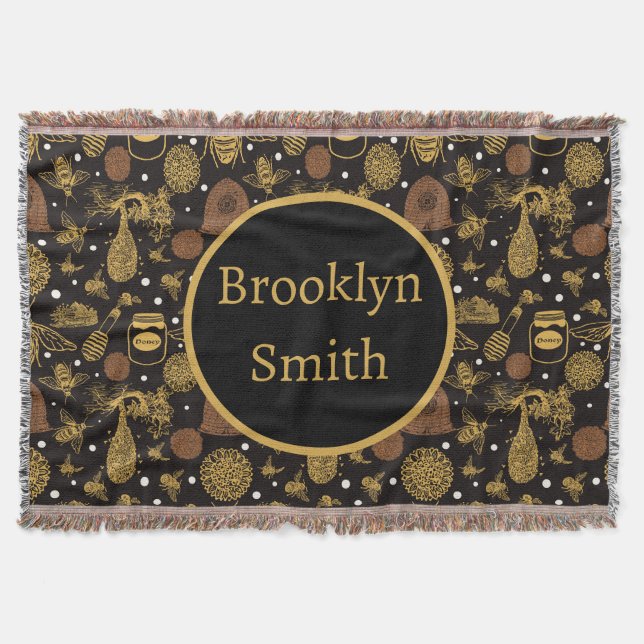 Cobertor Vintage Honey Bumblebee Black (Frente)