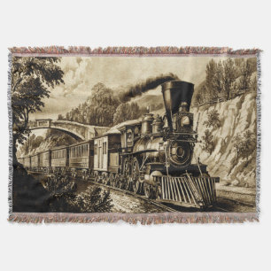 Cobertor Vintage: locomotiva da locomotiva do motor do comb