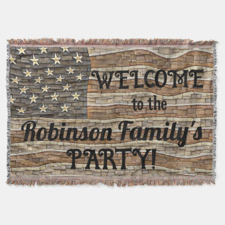 Cobertor Vintage Patriotic USA Flag Stone Wall Calliografia