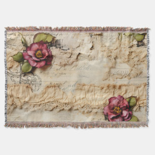 Cobertor Vintage - Pergaminho - Carta de Amor com Flores (8