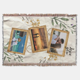 Cobertor Vintage Pressed Leaf Design with Custom Photo Trio
