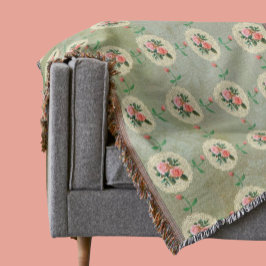 Cobertor Vintage Rosa Doily Green Damask