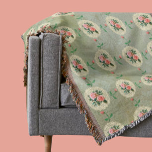 Cobertor Vintage Rosa Doily Green Damask