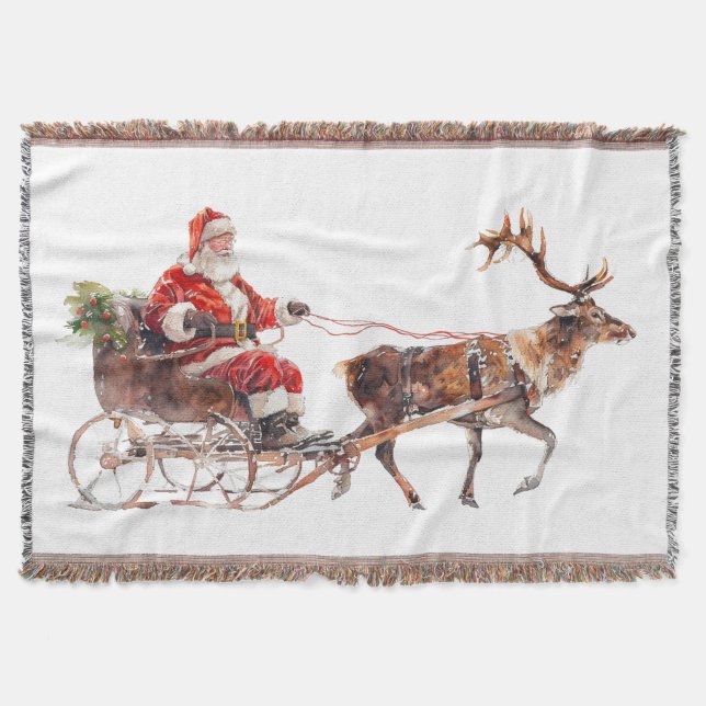 Cobertor Vintage santa claus na neve (Frente)