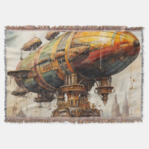 Cobertor Vintage Steampunk Zeppelin (1)