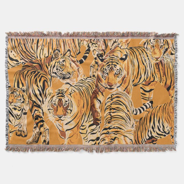 Cobertor Vintage Tiger Safari Wildlife Patterno (Frente)
