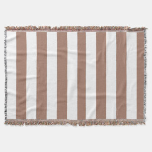 Cobertor Vintage Vertical Stripes Mocha Mousse White