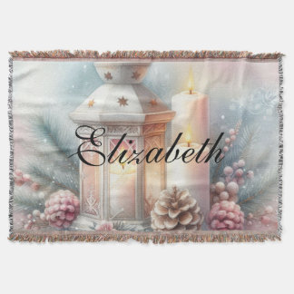 Cobertor Vintage Watercolor Lanterna e ornamentos de Natal