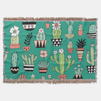 Cobertor Vintagem Verde de Fundo Cactusa Bloqueante