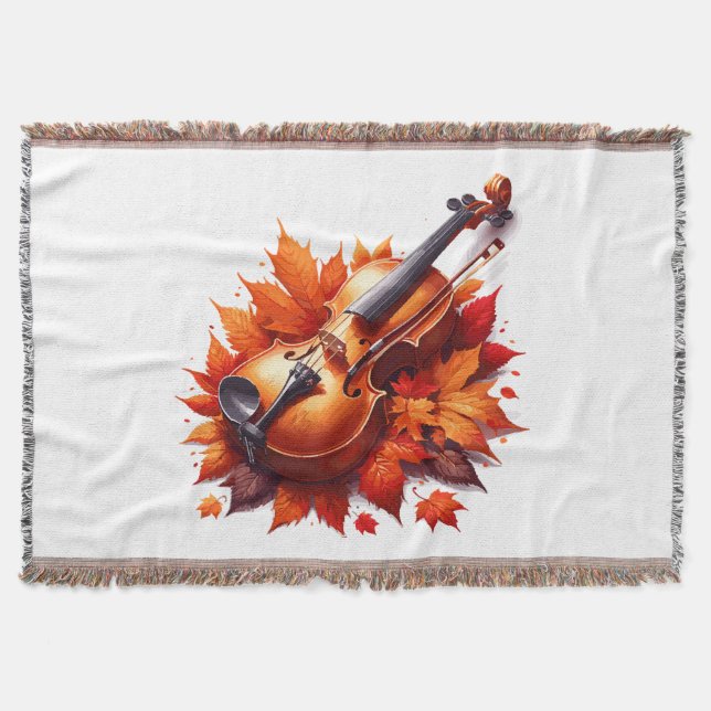 Cobertor Violino na cama de folhas (Frente)
