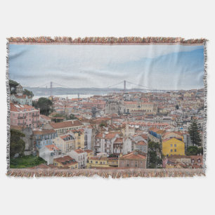 Cobertor Vista da antiga cidade de Lisboa e 25 da ponte de