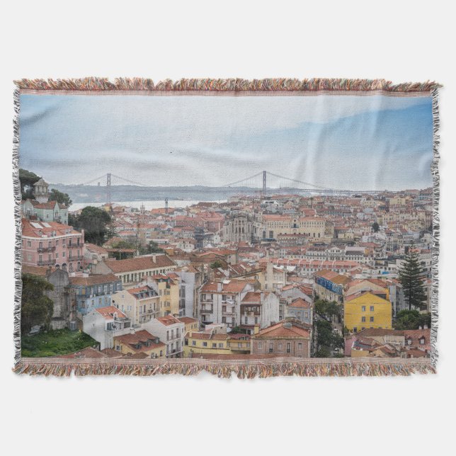 Cobertor Vista da antiga cidade de Lisboa e 25 da ponte de  (Frente)