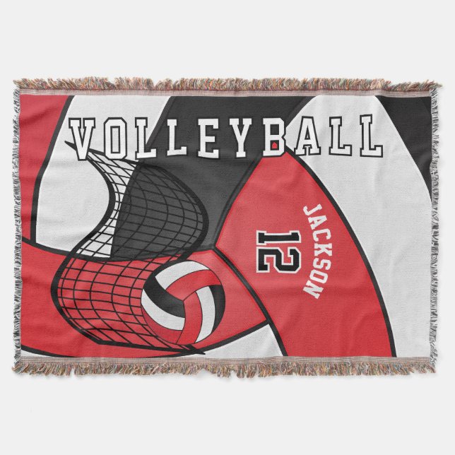 Cobertor Voleibol 🏐 bola esportiva em vermelho, branco e p (Frente)