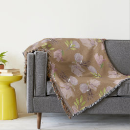 Cobertor Vovó padrão floral moderno aconchegante castanho