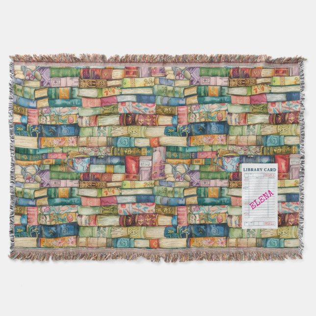 Cobertor Watercolor Aesthetic Stacked Books (Frente)