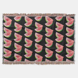 Cobertor Watercolor Watermelon Pair Summer Black 