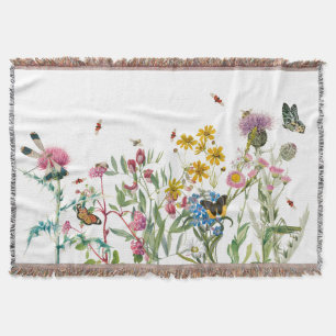 Cobertor Watercolor Wildflower Insetos Floral Primavera Gar