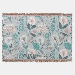 Cobertor Whimsical Dandelion & Floral Folk Art Seamless (2)