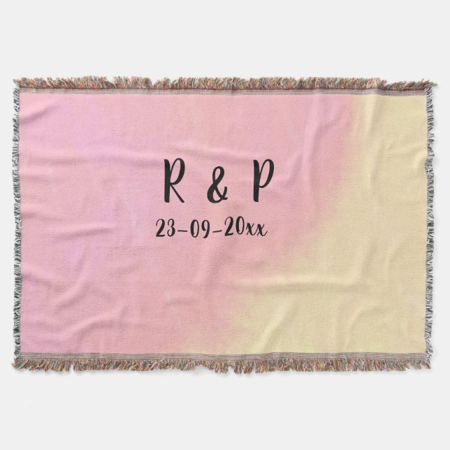 Cobertor white simple minimal text style wedding pink yello (Frente)