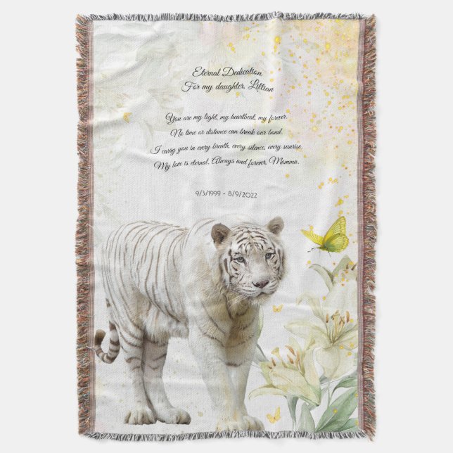 Cobertor White Tiger and Lilies Devotion Blanket (Frente Vertical)