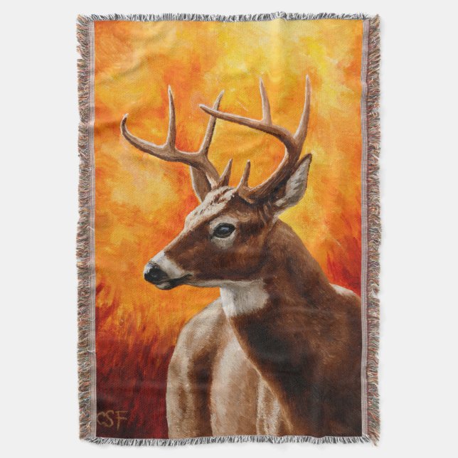 Cobertor Whitetail Deer Autumn Dourado (Frente Vertical)