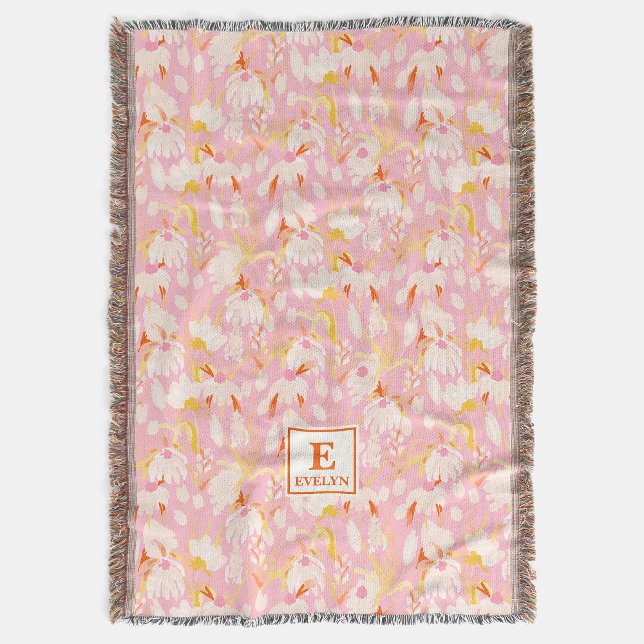 Cobertor Wildflower Monogram Name Throw Blanket (Criador carregado)
