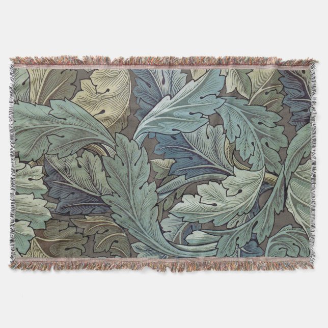 Cobertor William Morris Acanthus Sage Flor de Floral Botâni (Frente)