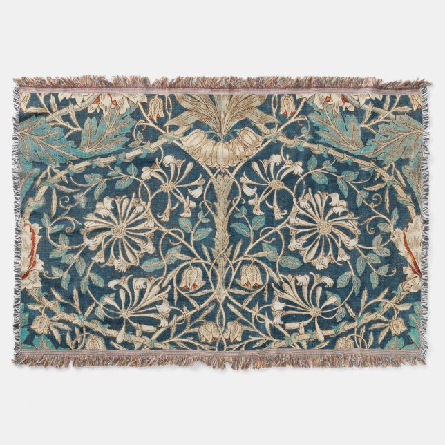 Cobertor William Morris Antigo Floral Honeysuckle (Frente)
