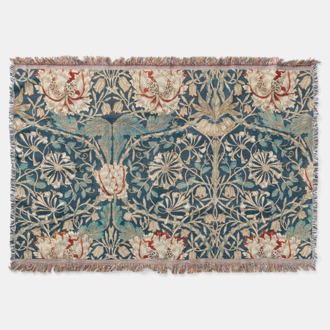 Cobertor William Morris Antigo Floral Honeysuckle (Frente)