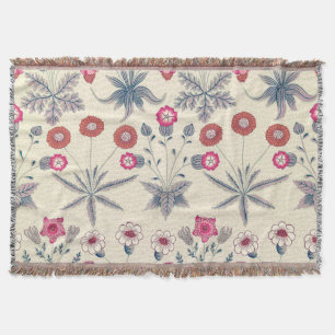 Cobertor William Morris Daisy Padrão Floral Vermelho Laran