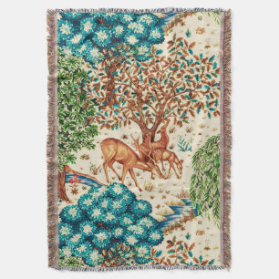Cobertor William Morris Deer por uma Beige da Tapeçaria Bro