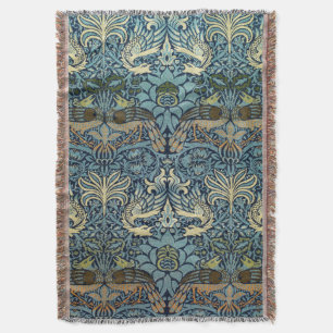 Cobertor William Morris Desenho Tecido de Pavão e Dragão