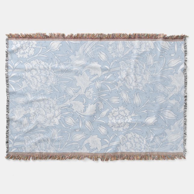 Cobertor William Morris Floral Patterno em Azul (Frente)