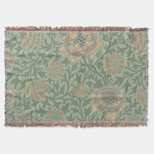 Cobertor William Morris Grafton Padrão Floral Verde Sálvia