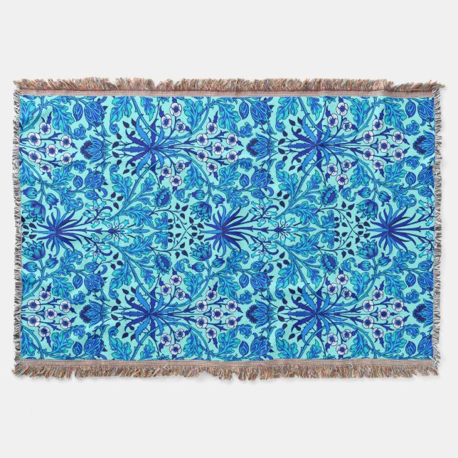 Cobertor William Morris Hyacinth Impressão, Aqua e Turquois (Frente)