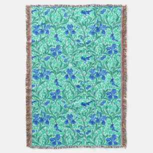 Cobertor William Morris Irises, Cobalto Azul, Aqua e Teal