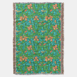 Cobertor William Morris Irises, Orange e Turquesa