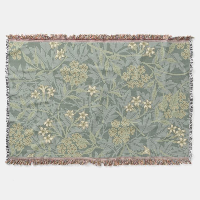 Cobertor William Morris Jasmine Blue Botanic Art (Frente)