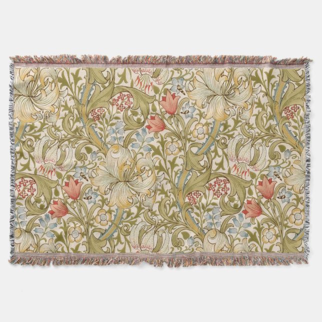 Cobertor William Morris Lily Art Nouveau Floral (Frente)