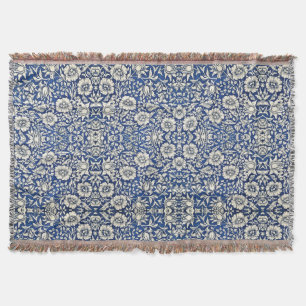 Cobertor William Morris Mallow Flowers Floral Azul Branco