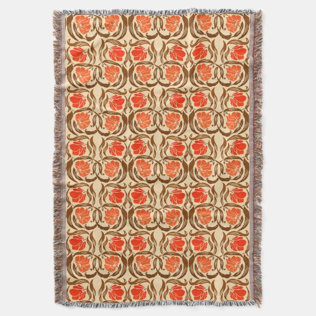 Cobertor William Morris Pimpernel, Mandarin Orange & Brown (Frente Vertical)